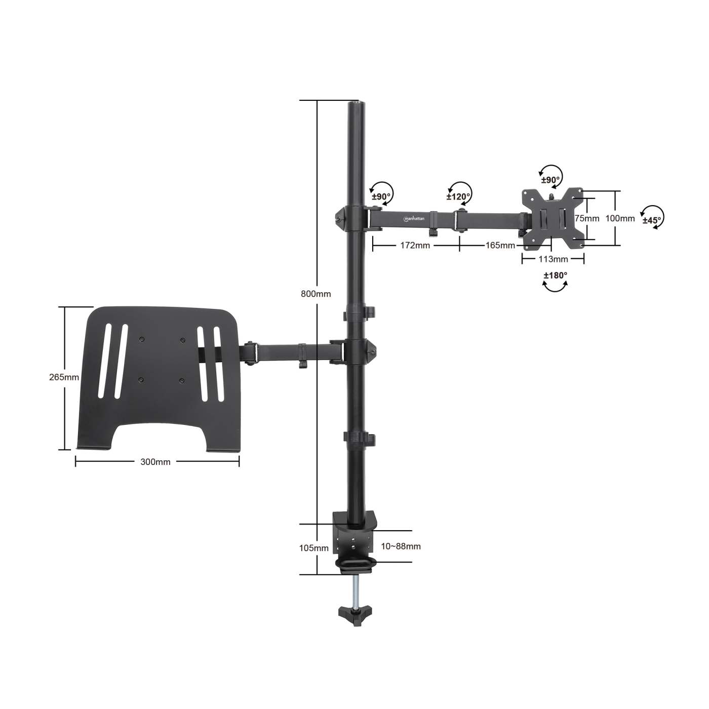 Desktop Combo Mount with Monitor Arm and Laptop Stand Image 12