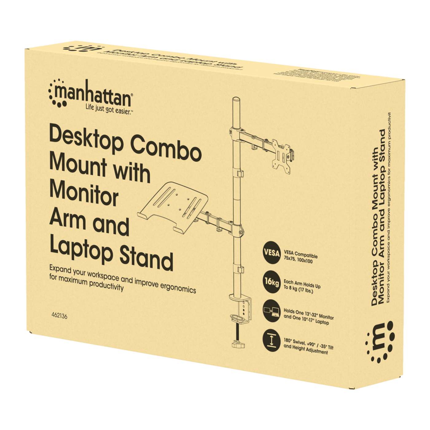 Desktop Combo Mount with Monitor Arm and Laptop Stand Packaging Image 2