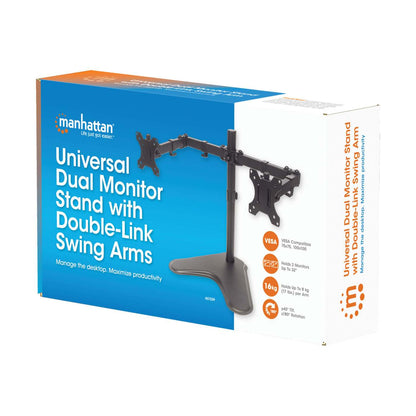 Dual Monitor Stand with Double-Link Swing Arms, for 13" to 32" Displays Packaging Image 2