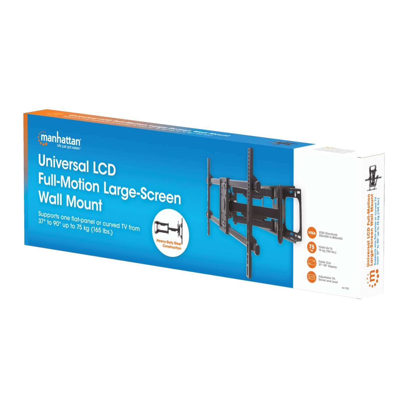 Full-Motion Large-Screen TV Wall Mount, for 37" to 90" Displays Packaging Image 2
