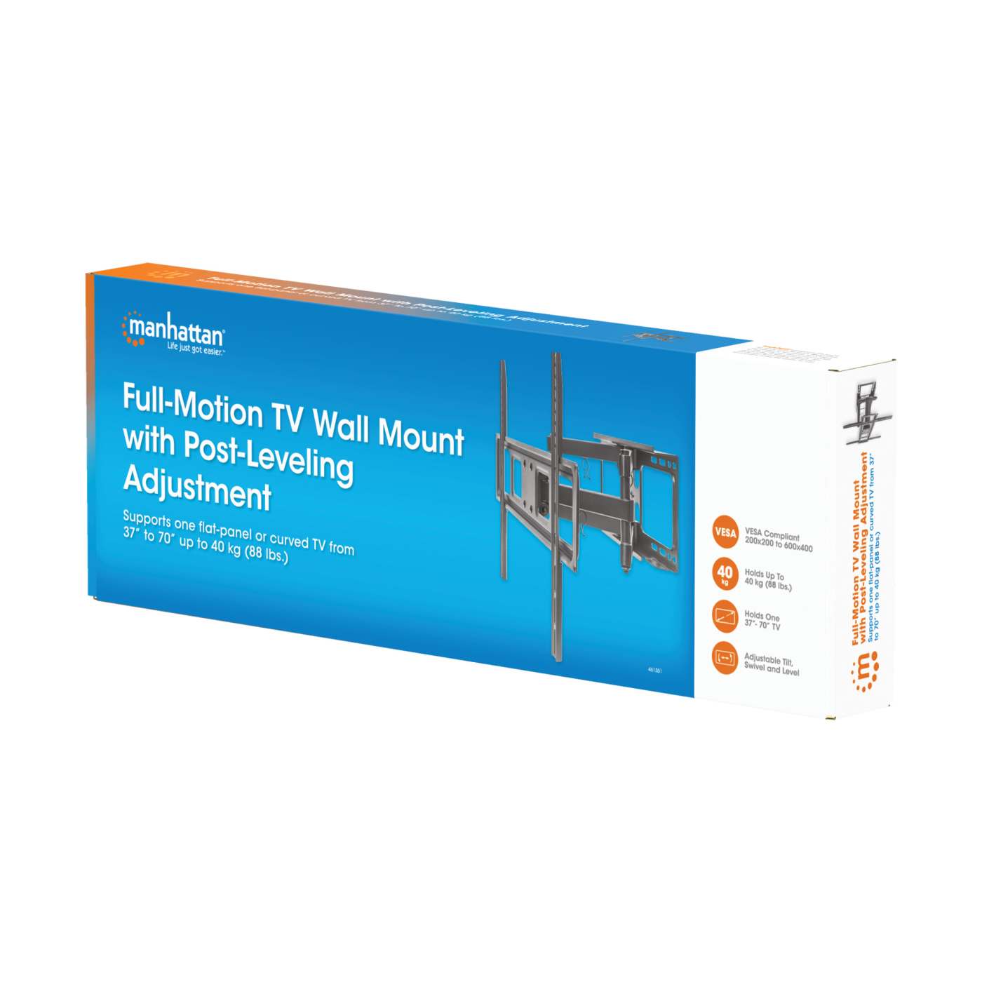 Full-Motion TV Wall Mount with Post-Leveling Adjustment Packaging Image 2