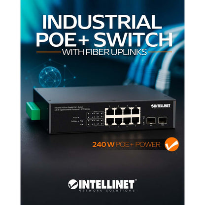 Industrial 10-Port Gigabit PoE+ Switch with 8 Gigabit Ethernet Ports and 2 SFP Uplinks Image 10