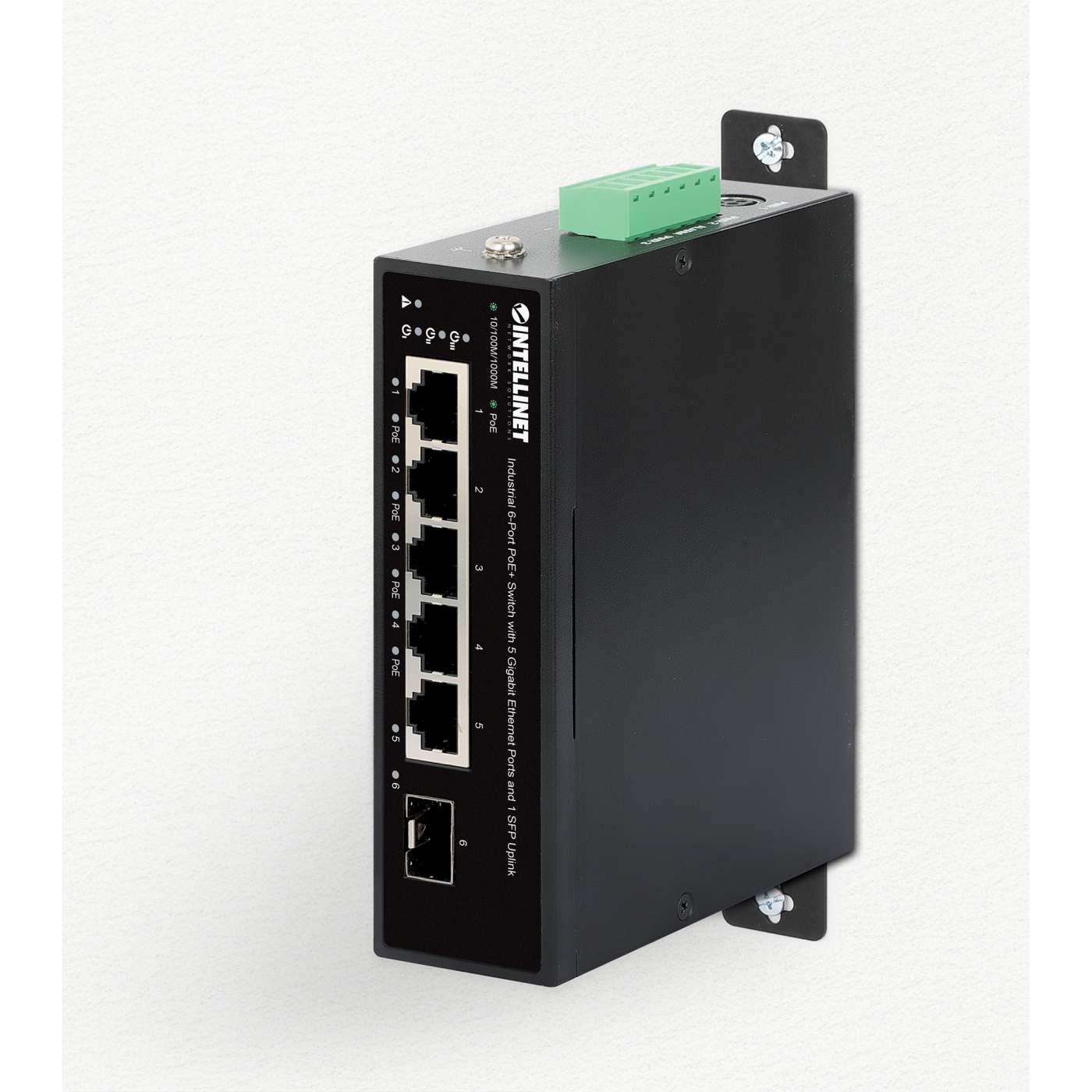 Industrial 6-Port PoE+ Switch with 5 Gigabit Ethernet Ports and 1 SFP Uplink Image 9