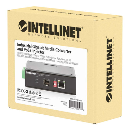 Industrial Gigabit Media Converter and PoE+ Injector 30W Packaging Image 2