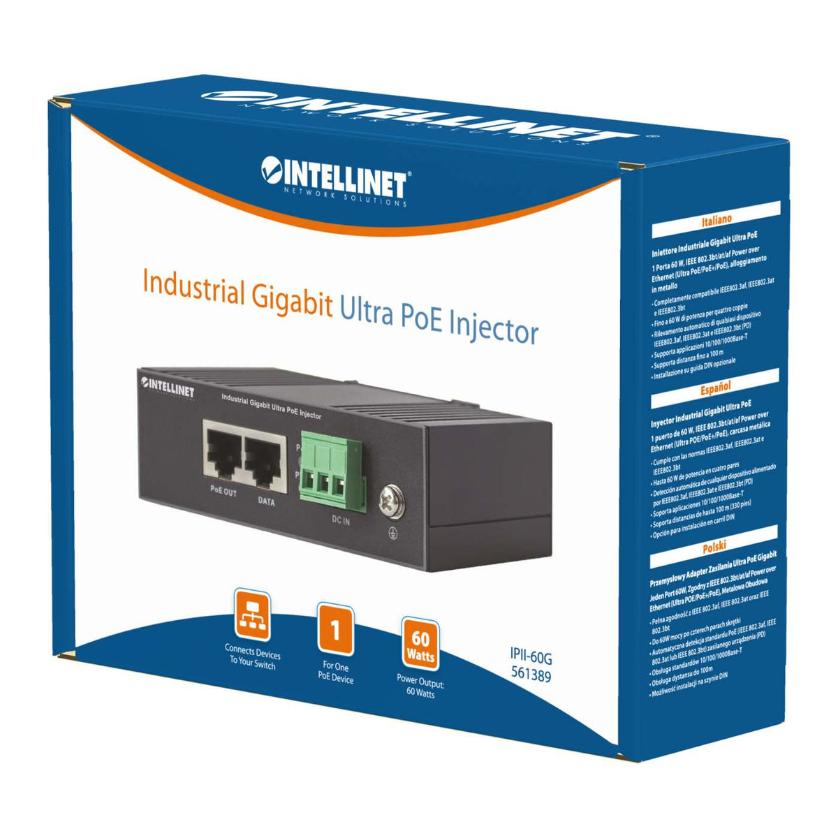 Industrial Gigabit Ultra PoE Injector 60W Packaging Image 2