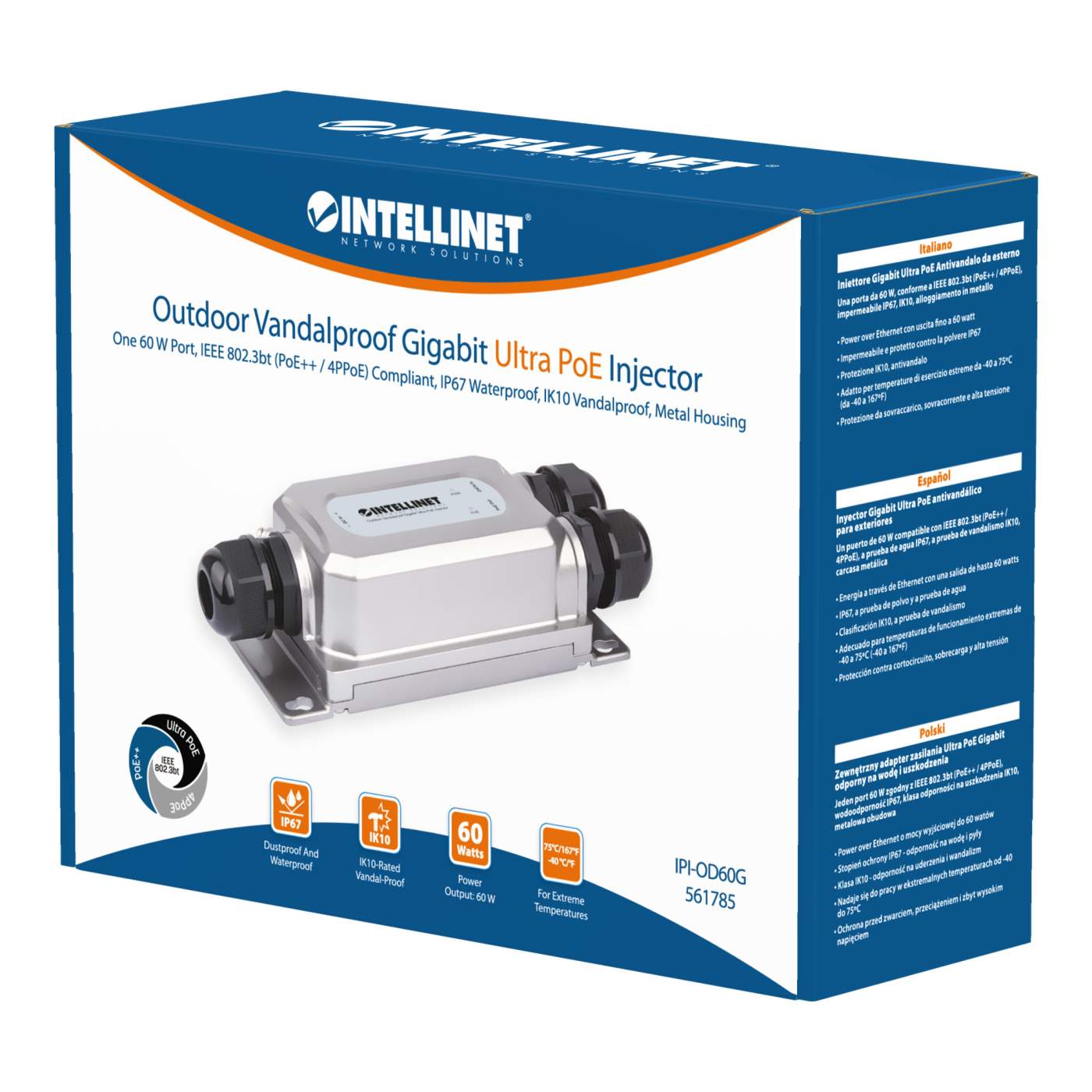 Outdoor Vandalproof Gigabit PoE++ Injector Packaging Image 2