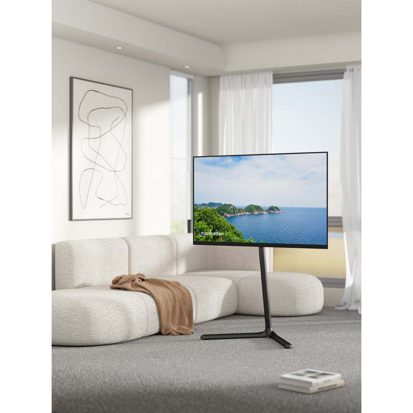Portable Height-Adjustable Swivel TV Stand Image 5
