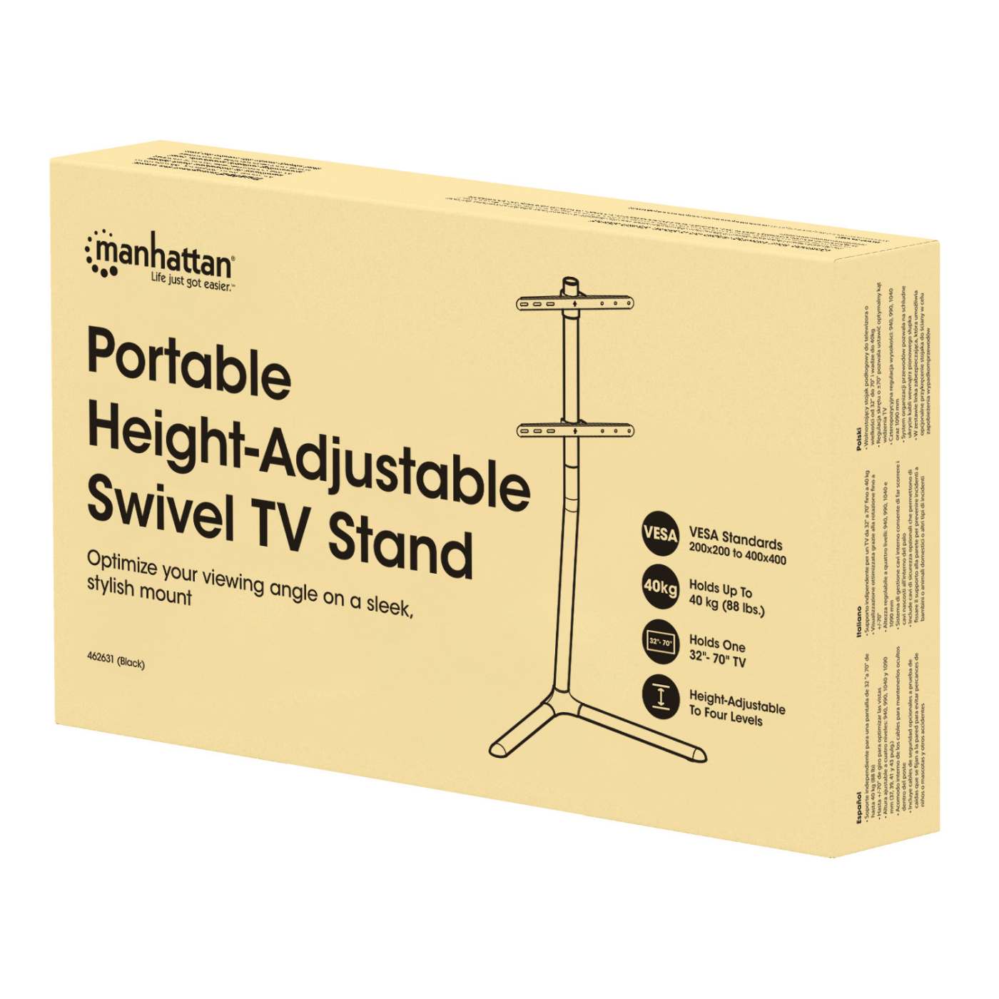 Portable Height-Adjustable Swivel TV Stand Packaging Image 2