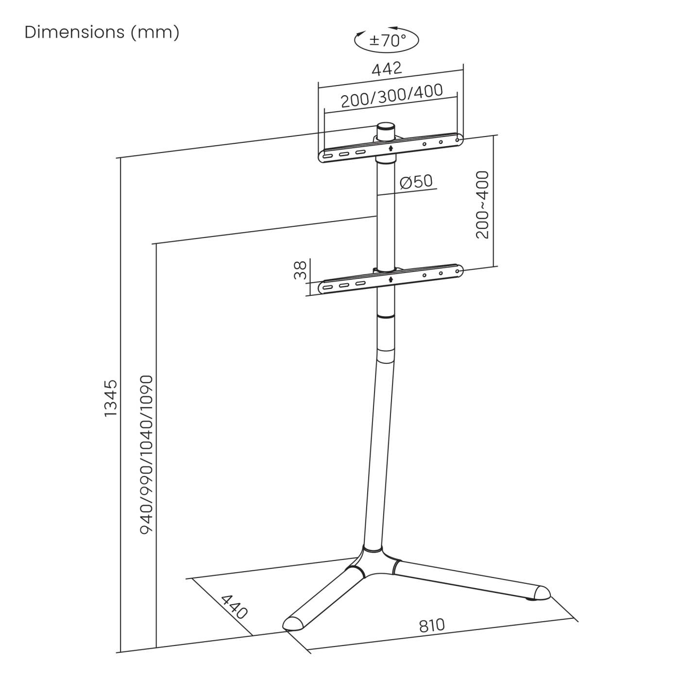 Portable Height-Adjustable Swivel TV Stand Image 12