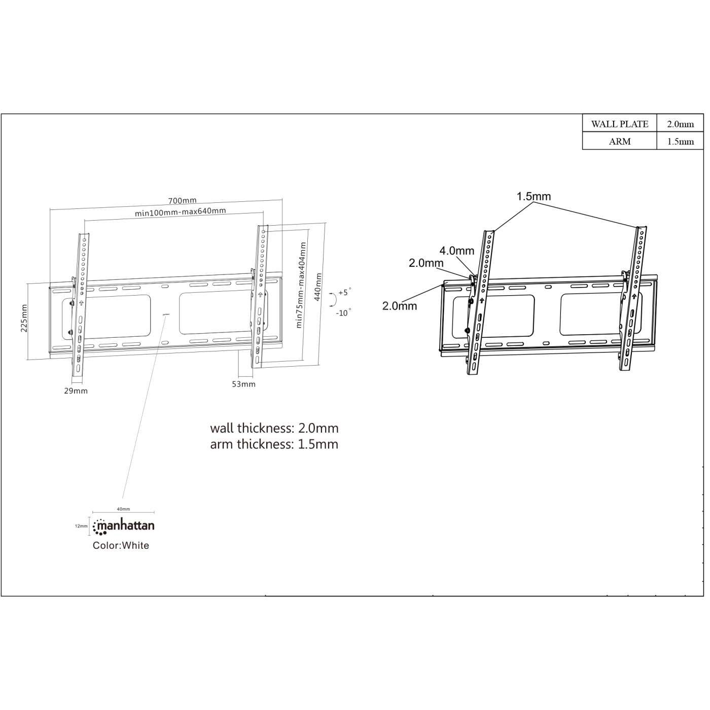 Tilting TV Wall Mount with Post-Leveling Adjustment, for 37" to 80" Displays Image 7