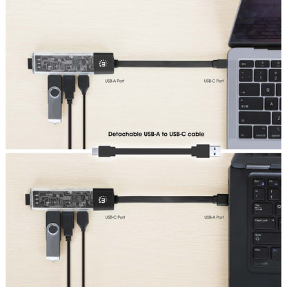 Transparent 4-Port USB 3.0 Type-C / Type-A Combo Hub Image 5