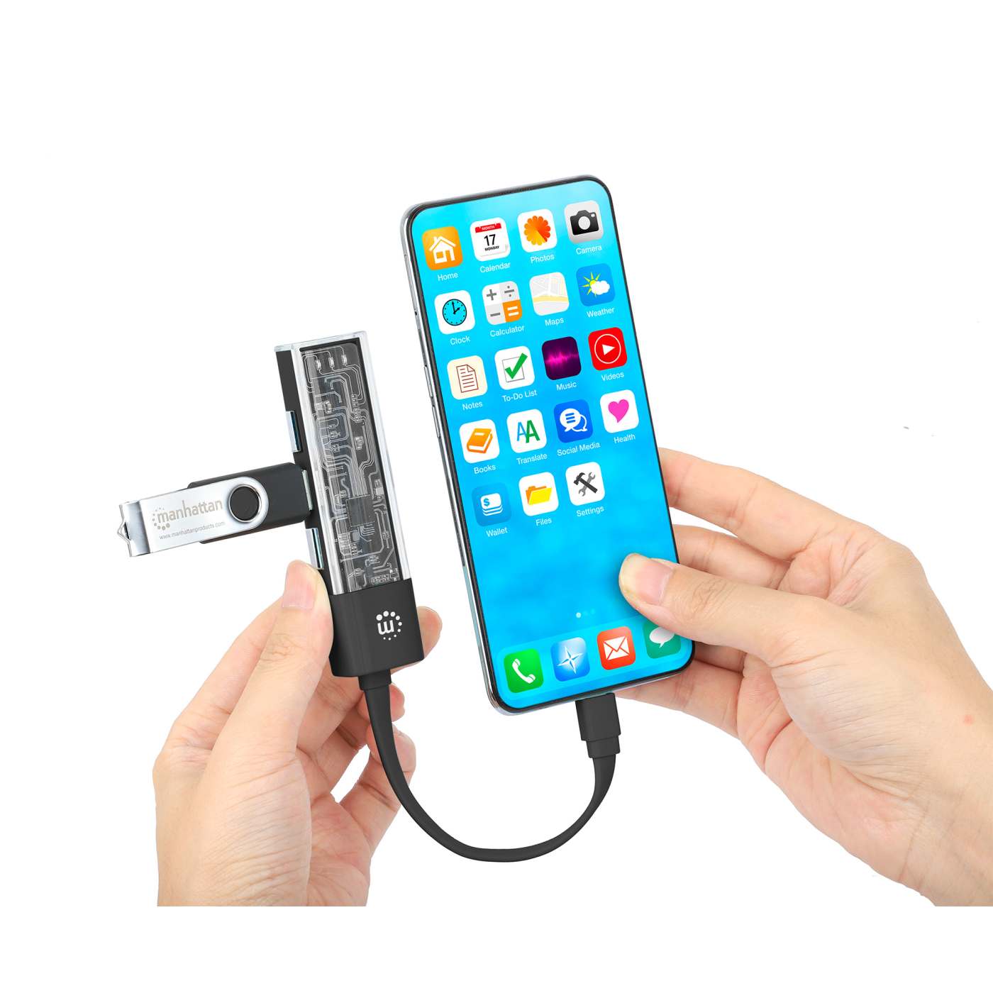 Transparent 4-Port USB 3.0 Type-C / Type-A Combo Hub Image 9