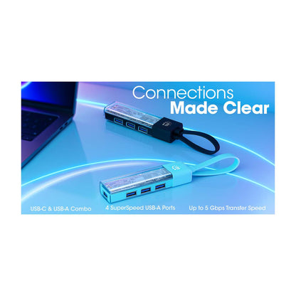 Transparent 4-Port USB 3.0 Type-C / Type-A Combo Hub Image 12
