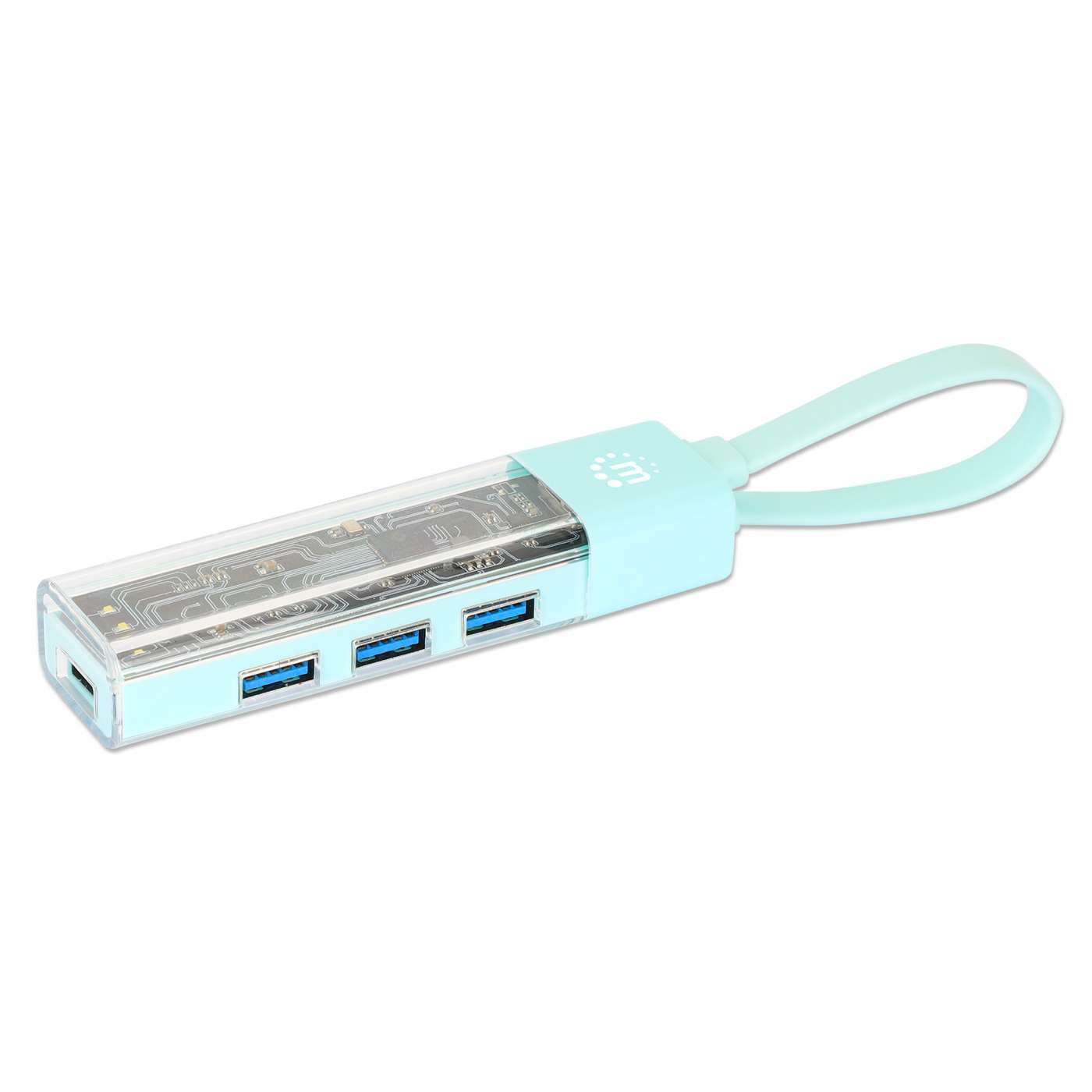 Transparent 4-Port USB 3.0 Type-C / Type-A Combo Hub Image 1