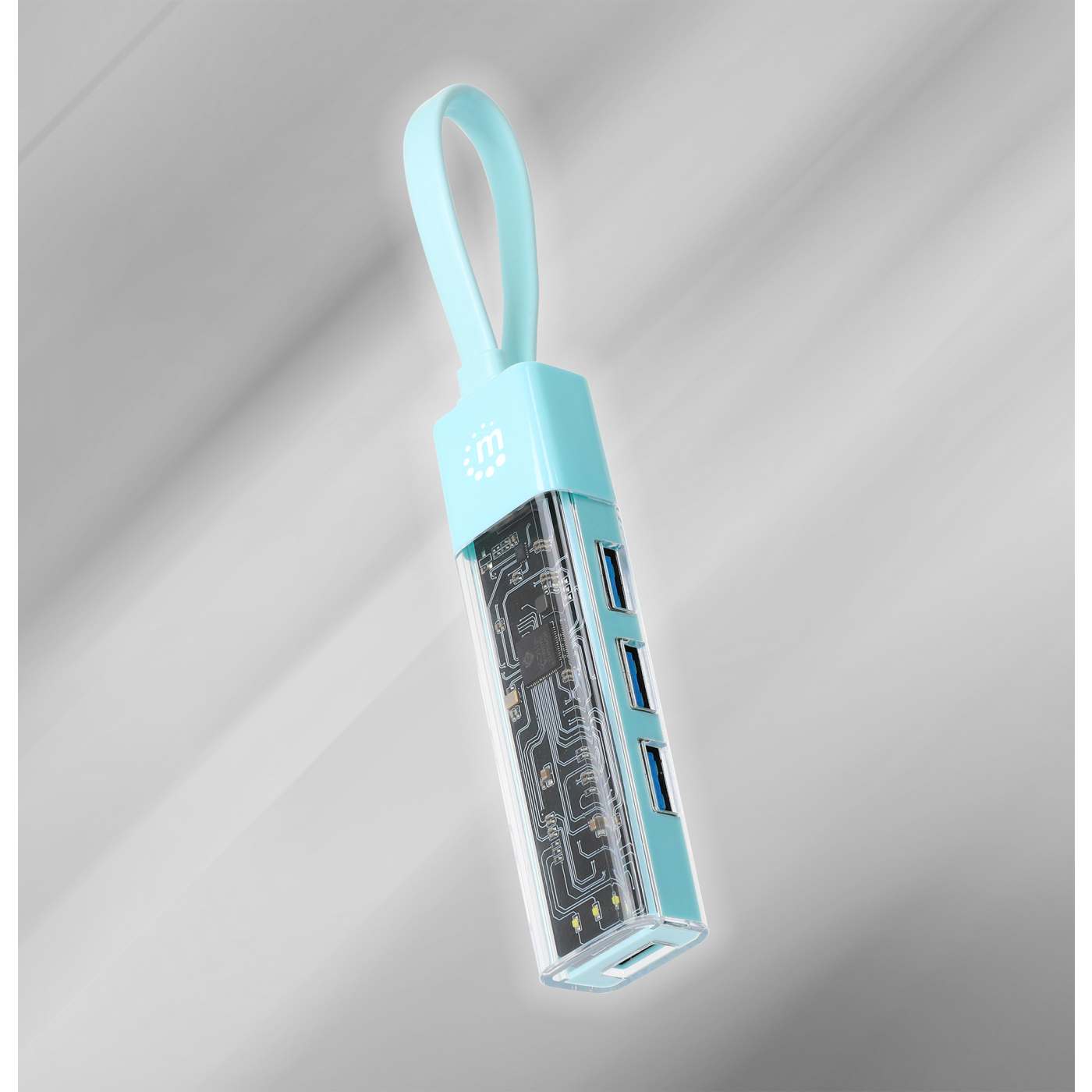Transparent 4-Port USB 3.0 Type-C / Type-A Combo Hub Image 3