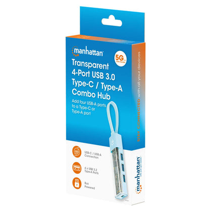 Transparent 4-Port USB 3.0 Type-C / Type-A Combo Hub Packaging Image 2