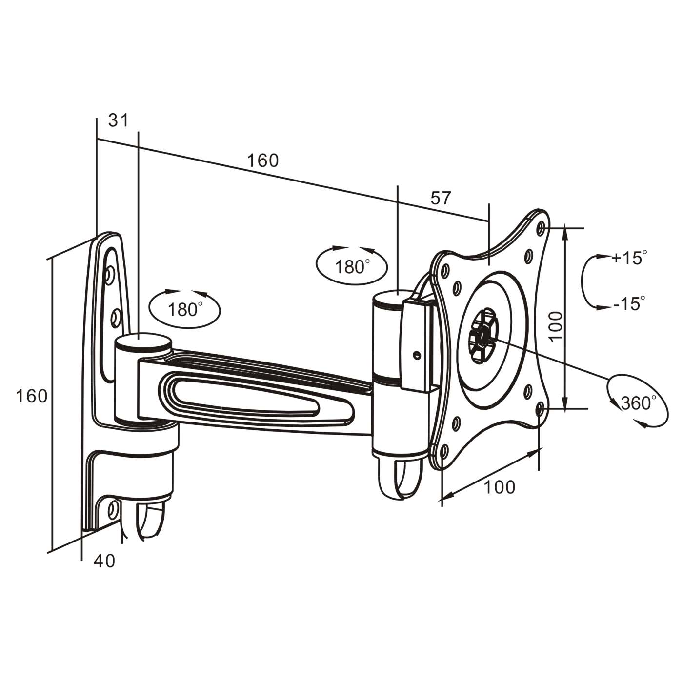 Universal Flat-Panel TV Articulating Wall Mount Image 5