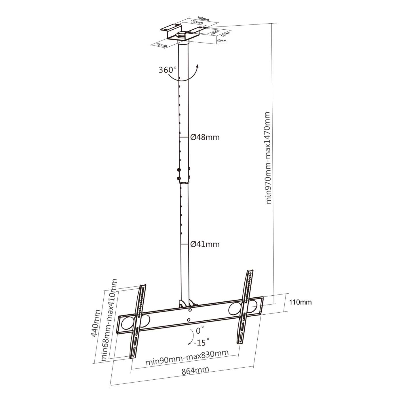 Universal Flat-Panel TV Ceiling Mount Image 8