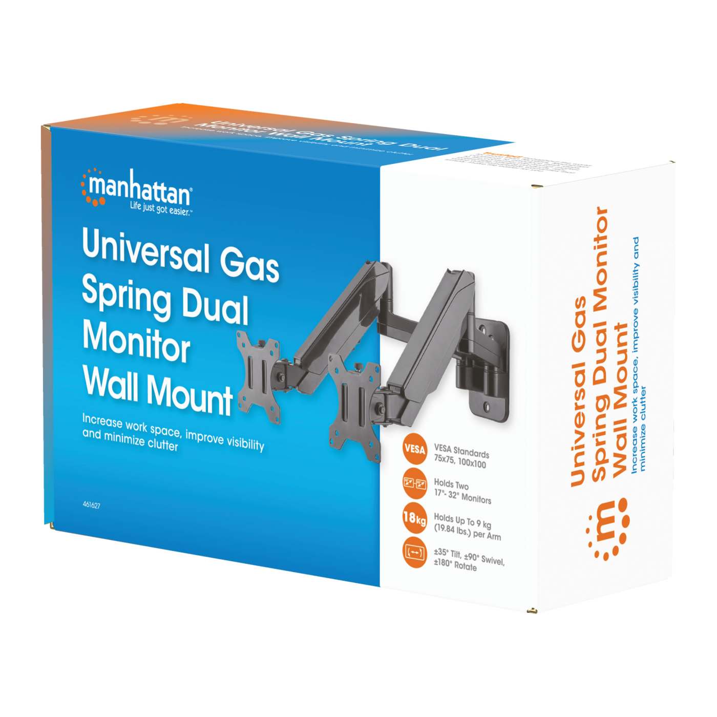 Universal Gas Spring Dual Monitor Wall Mount Packaging Image 2