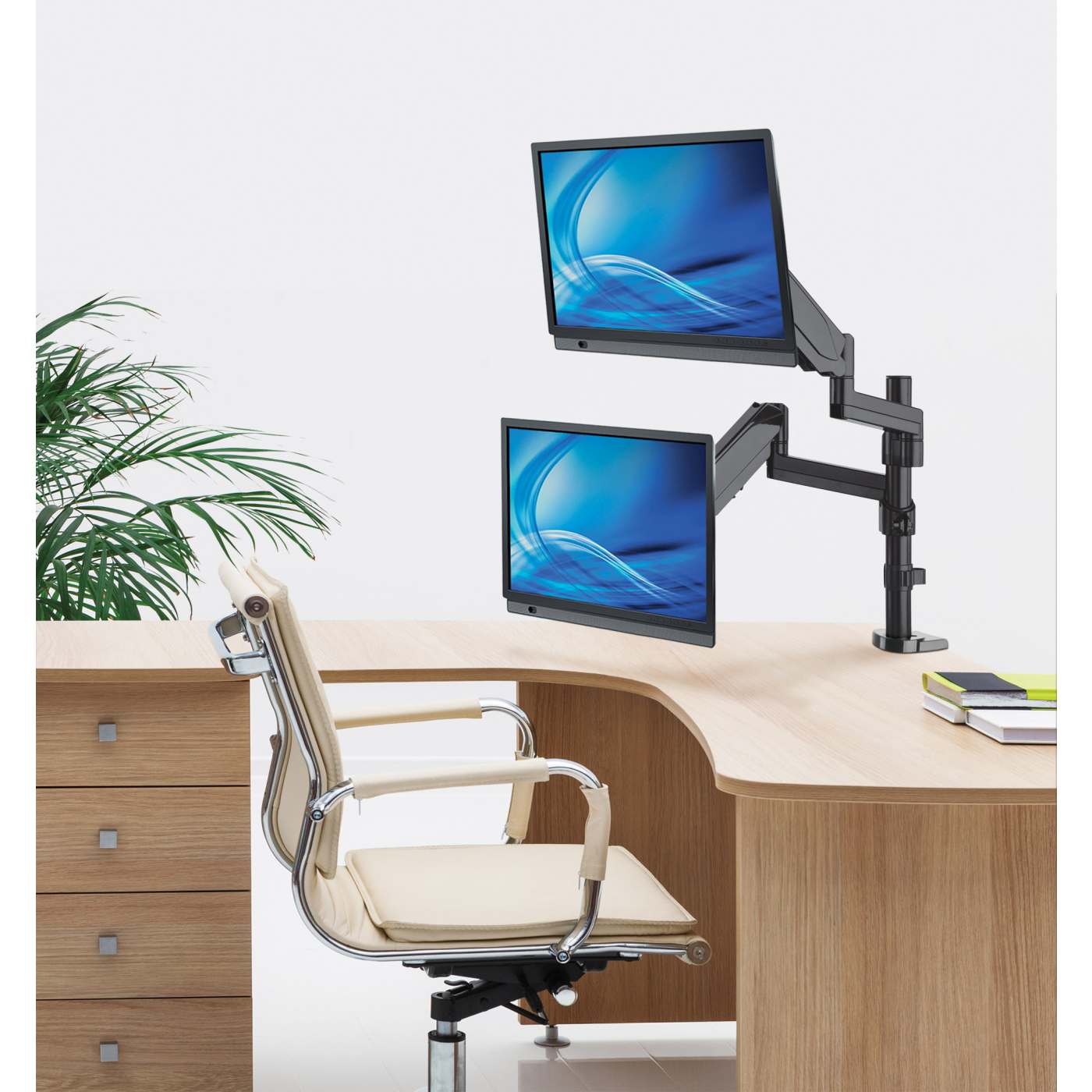Universal Gas Spring Monitor Mount with Height-Adjustable Arms, for 17" to 32" Displays Image 7