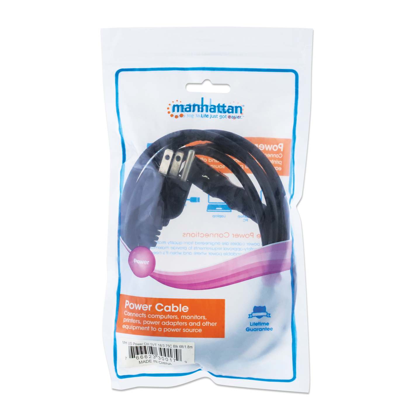 US Power Cable C13 to NEMA 5-15, 1.8 m (6 ft.) Packaging Image 2
