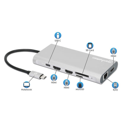 USB-C PD 12-in-1 Triple-HDMI Monitor Docking Station with MST Image 12