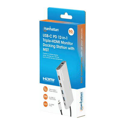 USB-C PD 12-in-1 Triple-HDMI Monitor Docking Station with MST Packaging Image 2