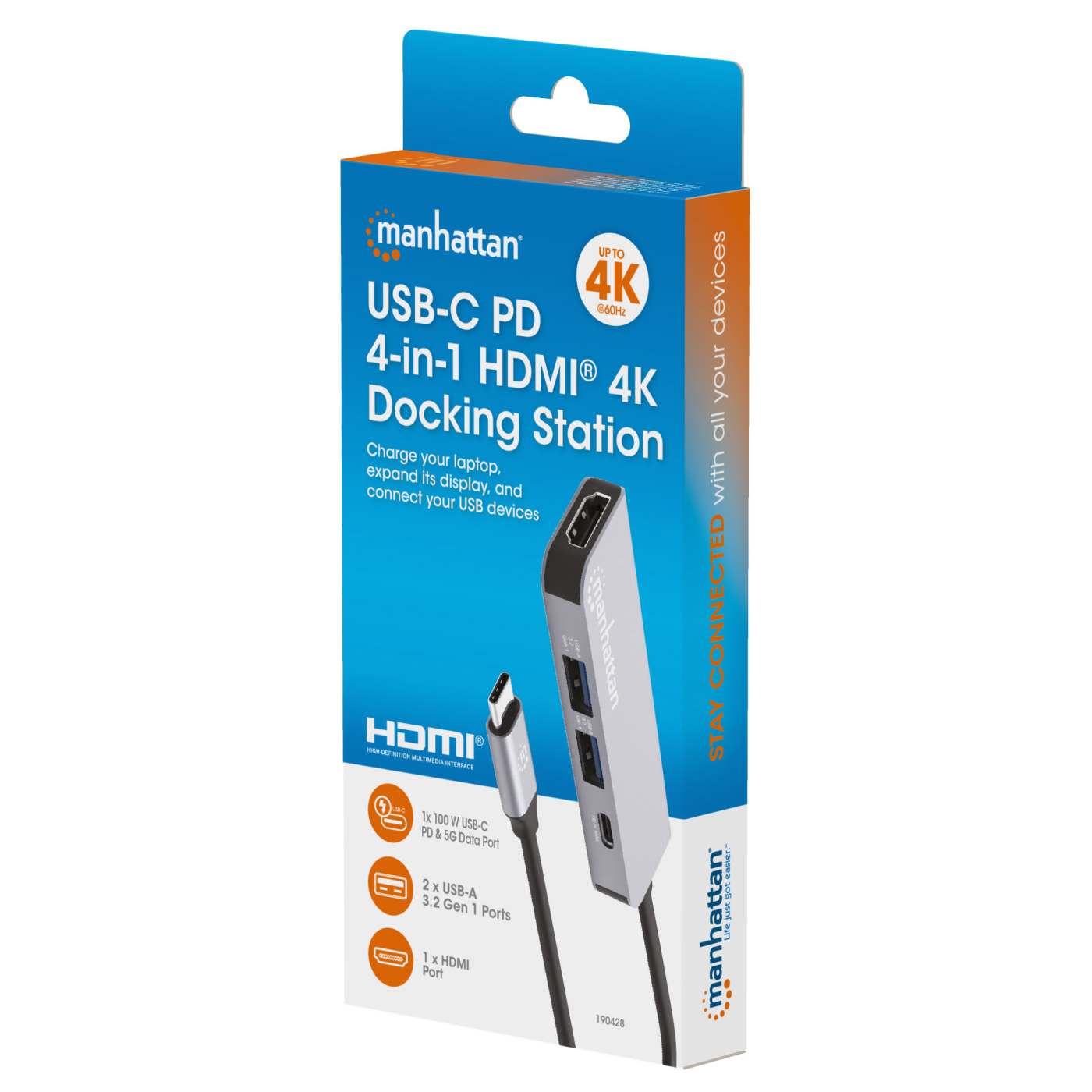 USB-C PD 4-in-1 HDMI 4K Docking Station / Multiport Hub Packaging Image 2