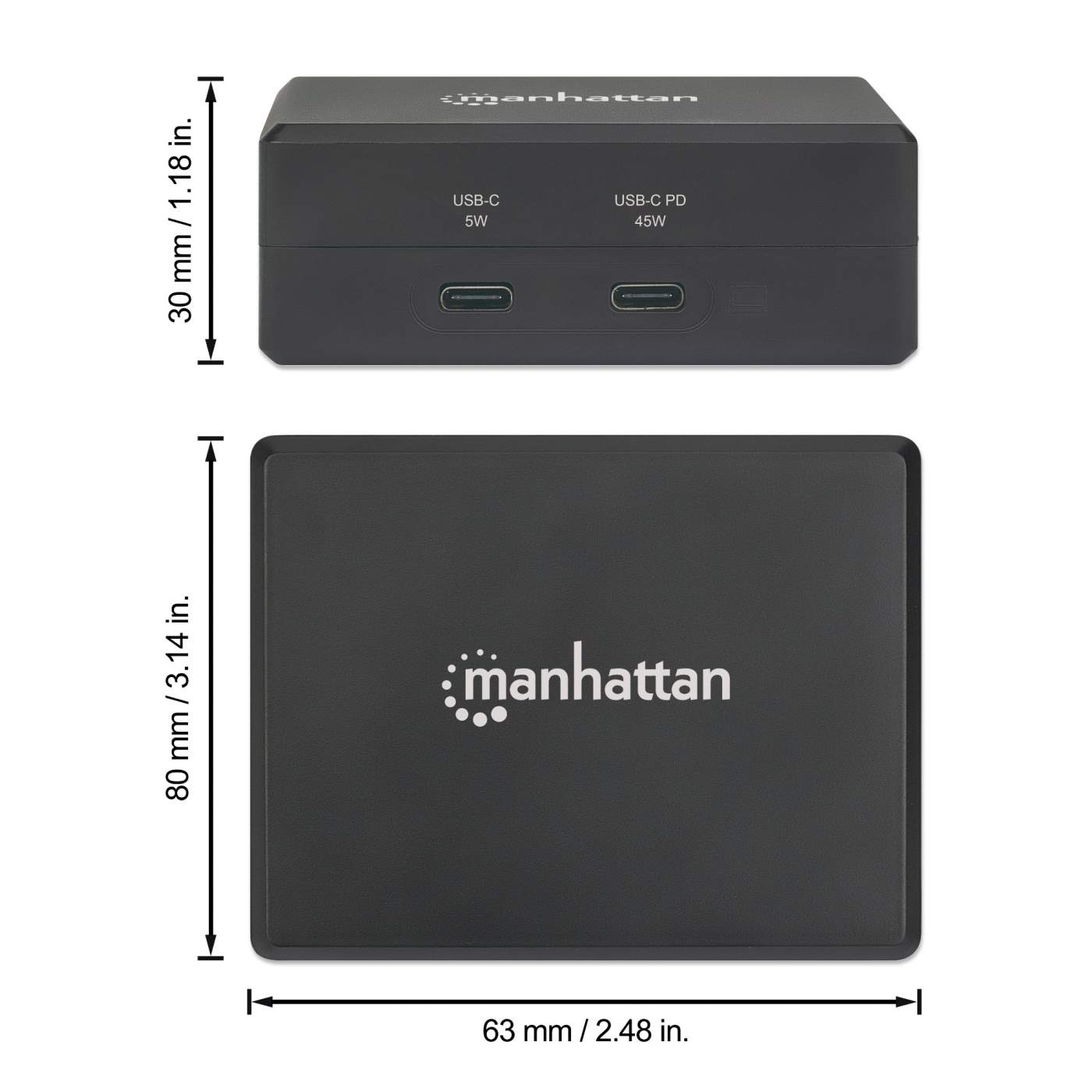 USB C PD Charger 45 W and USB C to HDMI Multiport Dock with 2 x USB C and 2 x USB A ports, compact travel docking station with internal power supply, for Chomebook, Surface, Laptop Image 8