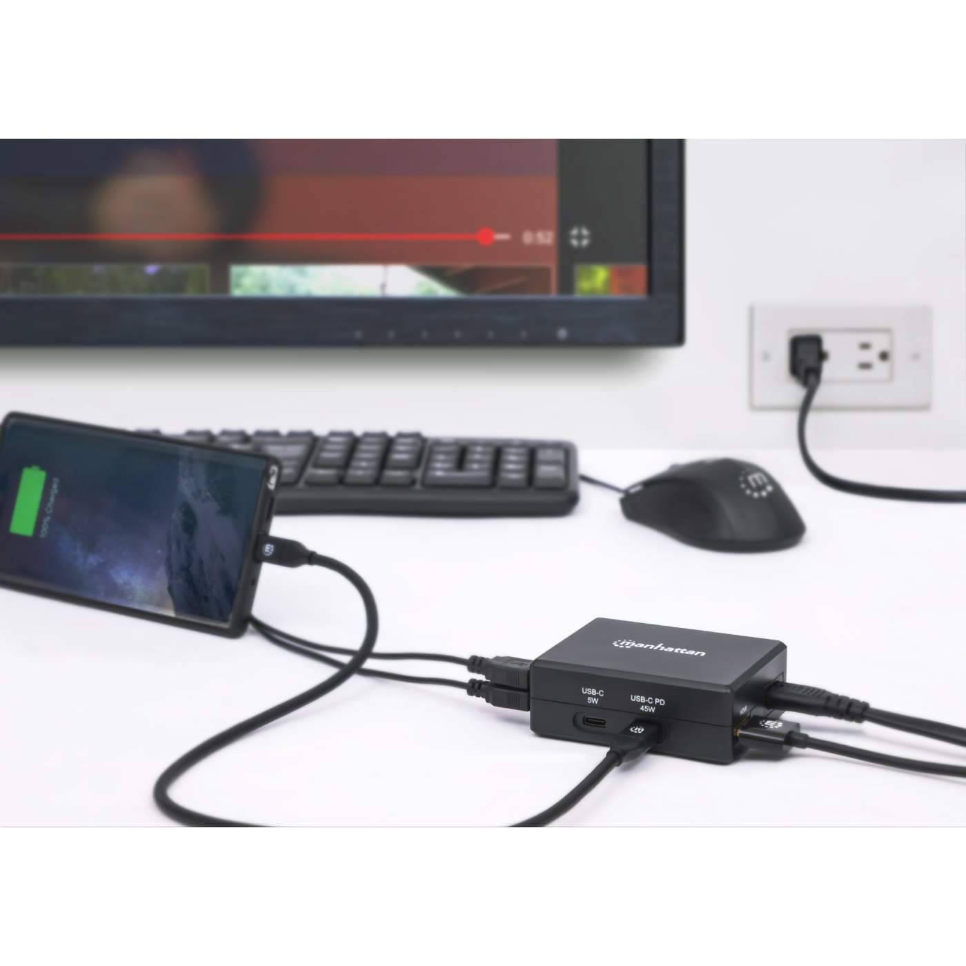 USB C PD Charger 45 W and USB C to HDMI Multiport Dock with 2 x USB C and 2 x USB A ports, compact travel docking station with internal power supply, for Chomebook, Surface, Laptop Image 9